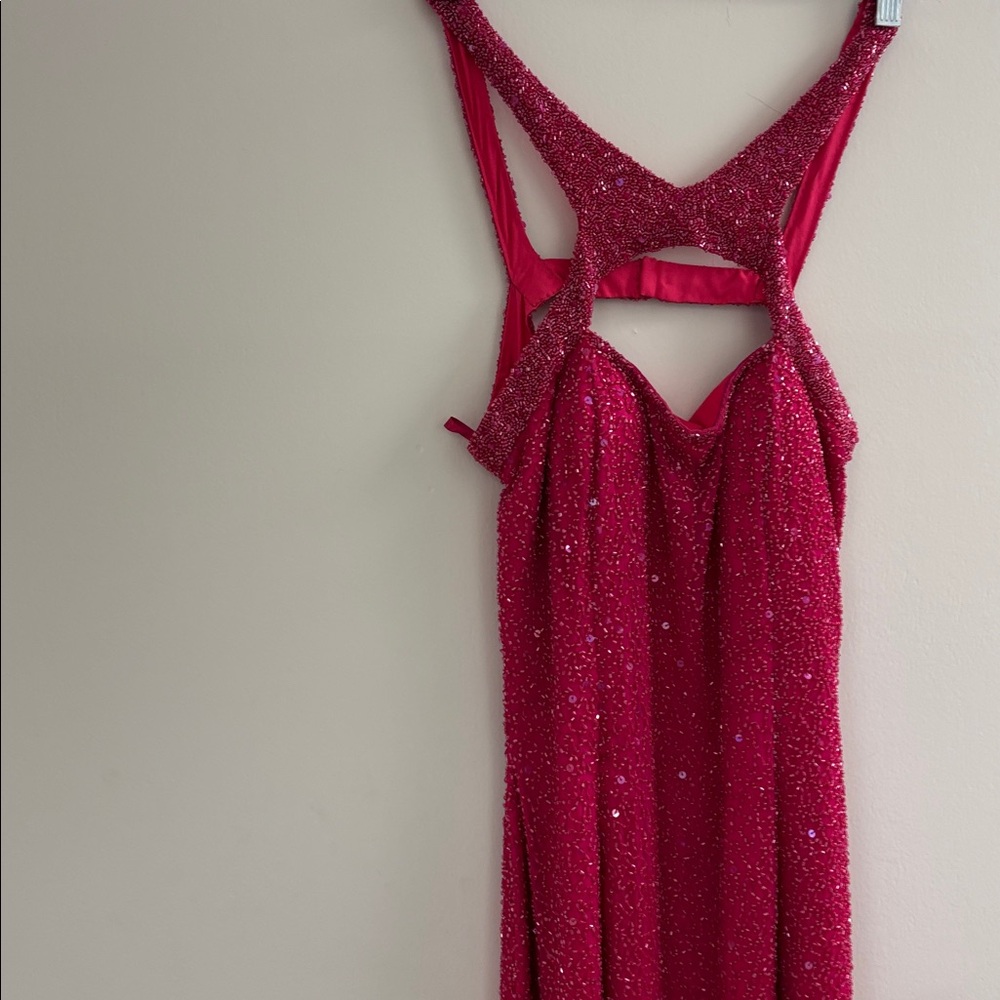 Sparkling sequins Pink Evening Gown - P3P:16 waist:16